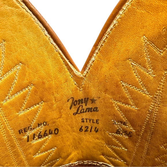 Tony Lama 6214 Vintage Brown/Cream Label Two Tone Western Boots Men’s Sz 8.5 - Picture 8 of 8